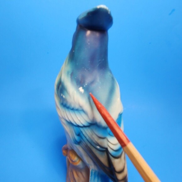 Vintage Norleans Bird Figurine Ceramic Blue Jay Japan 8 inch Matte Finish - Picture 5 of 8